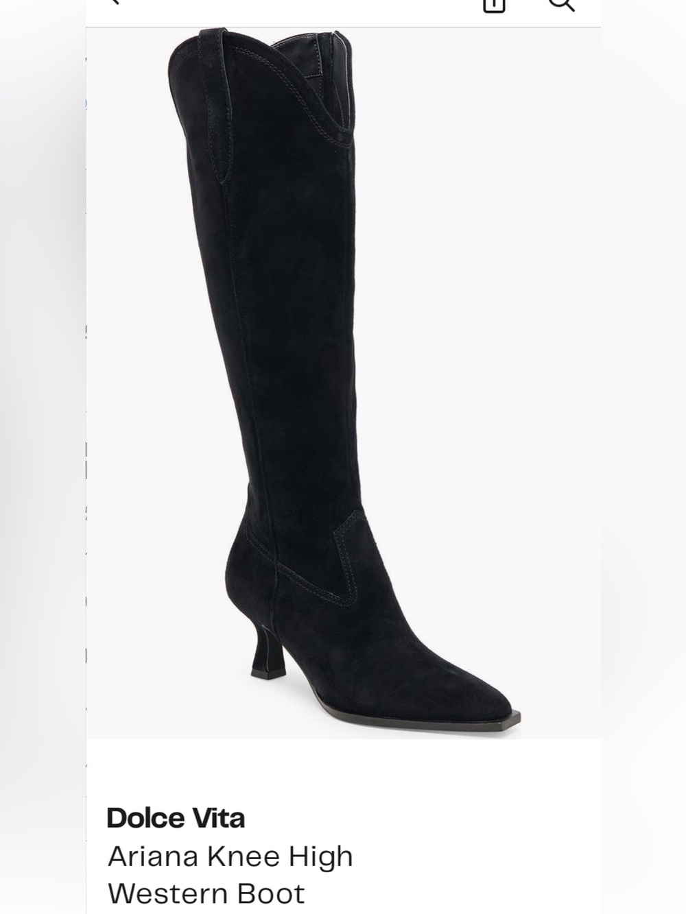 Dolce Vita Black Suede Ariana Knee-High Western Boot- worn once